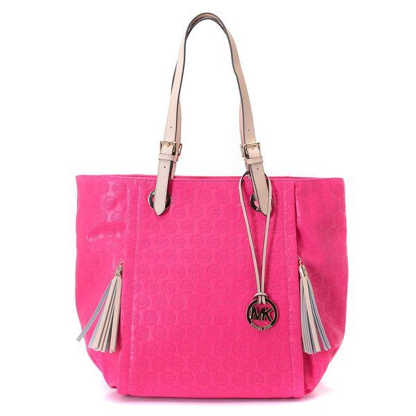 michael kors pink monogram skinn veske For Salg Ekte, Ny 87r76